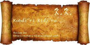 Kohári Klára névjegykártya