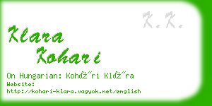 klara kohari business card